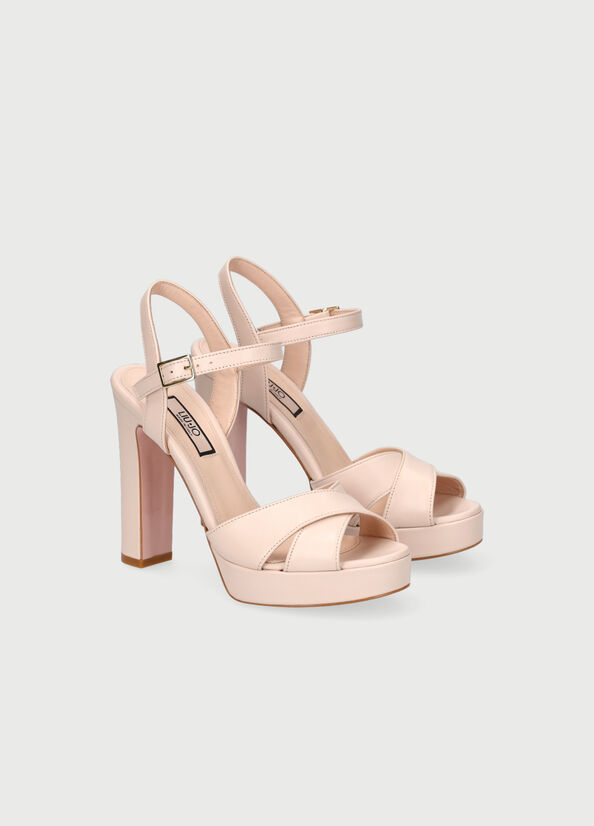 Light Pink Women's Liu Jo With Wide Heel Sandals | JDV-034978