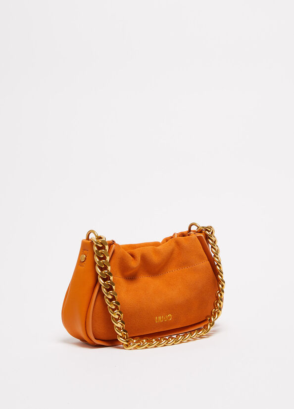 Orange Women's Liu Jo Suede With Logo Clutch Bag | OBP-345689