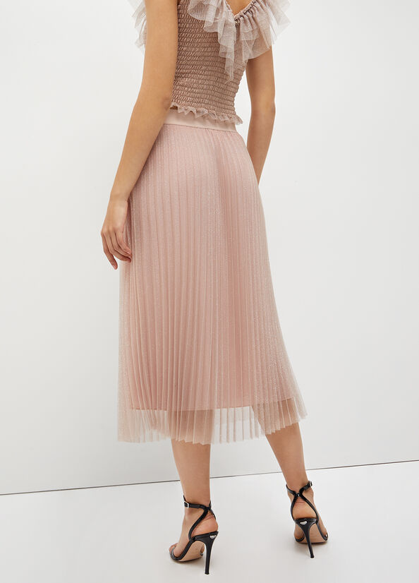 Pink Women's Liu Jo Pleated Tulle Skirts | YMR-687251