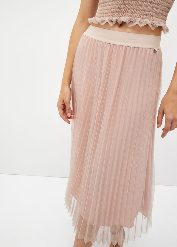 Pink Women's Liu Jo Pleated Tulle Skirts | YMR-687251