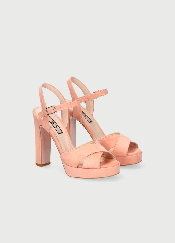 Pink Women's Liu Jo With Wide Heel Sandals | FMY-624813