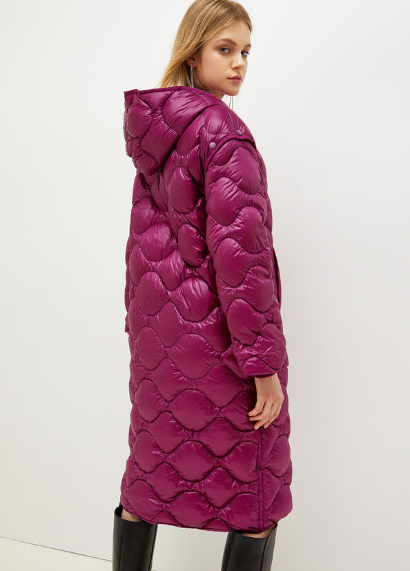 Purple Women's Liu Jo Down In Quilted Technical Fabric Coats | YBJ-714905