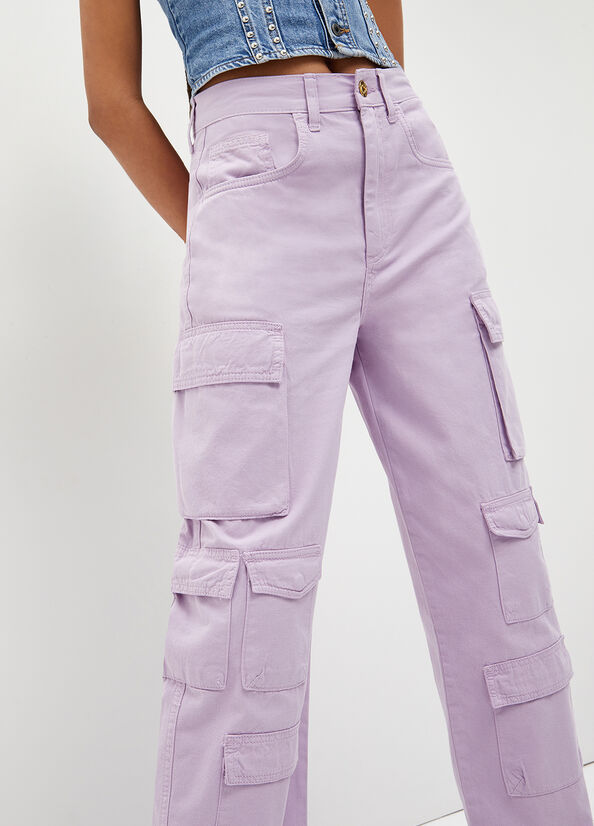 Purple Women's Liu Jo Eco-Friendly Cargo Straight-Fit Jeans | TRE-406315