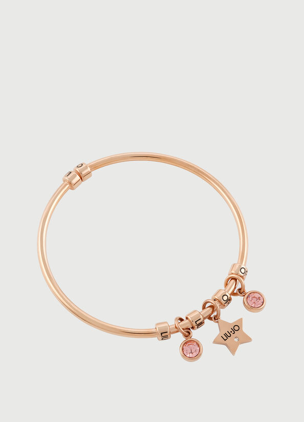 Rose Gold Women\'s Liu Jo Rigid Bracelet With Jewel Charm Jewelry | AKX-698310