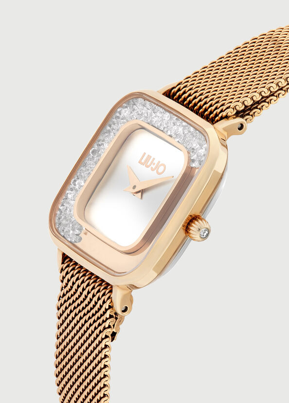 Rose Gold Women's Liu Jo Steel With Moving Stones Watches | NLE-496201