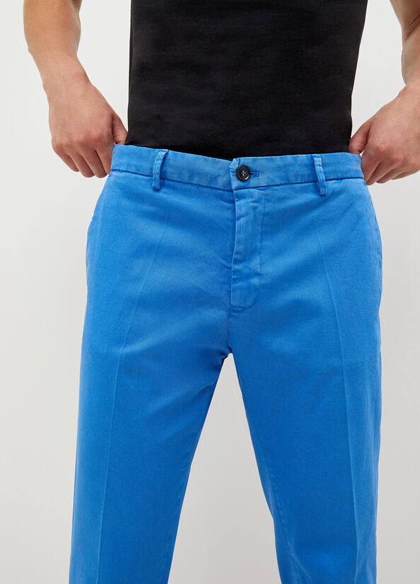 Royal Blue Men's Liu Jo Regular Fit Chinos Pants | QSN-254063