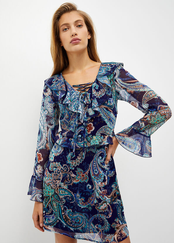 Turquoise Women\'s Liu Jo Paisley-Print Dress | UKY-410982