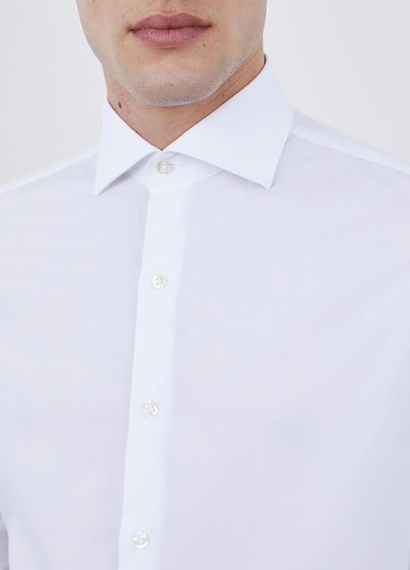 White Men's Liu Jo Cotton Regular Fit Shirts | ZBU-105632