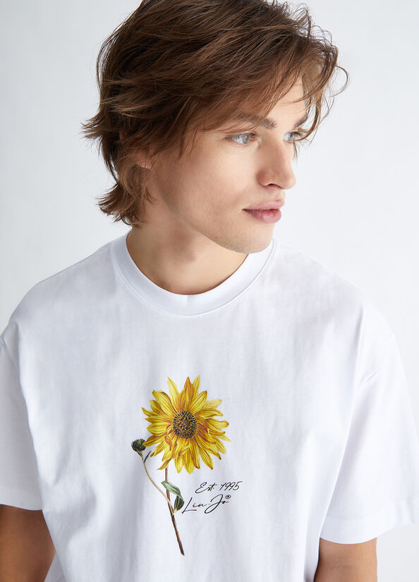 White Men's Liu Jo Sunflower T Shirts | CLR-897215