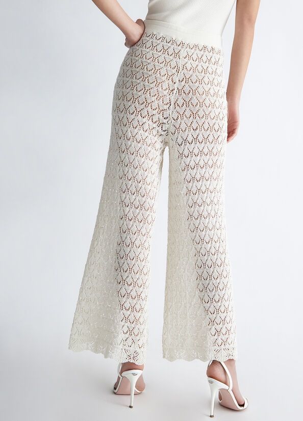 White Women's Liu Jo Eco-Friendly Open-Knit Pants | NQT-264791