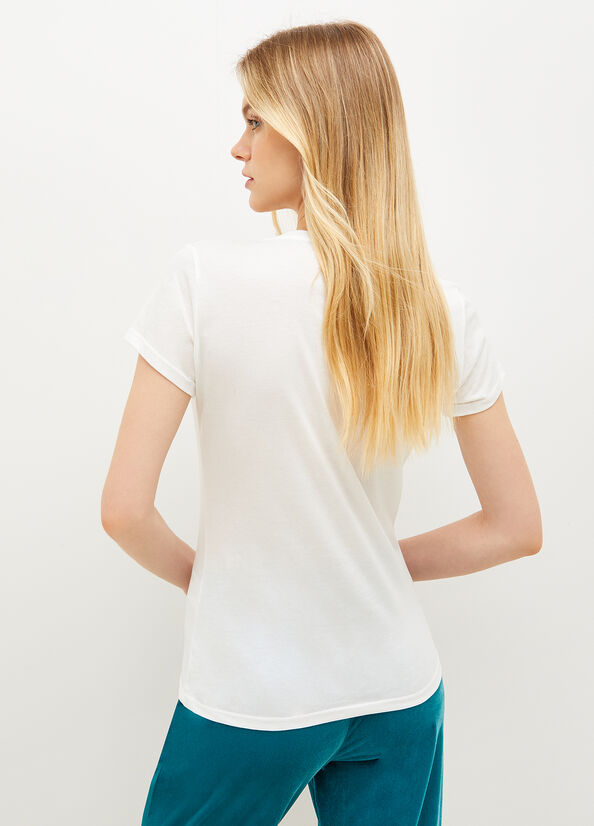 White Women's Liu Jo Eco-Friendly T Shirts | DTJ-609482