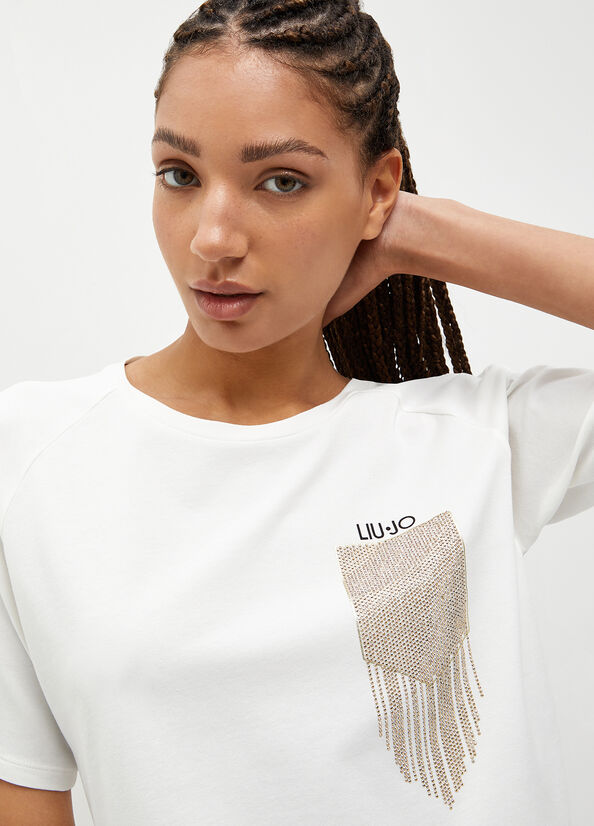 White Women's Liu Jo Eco-Friendly With Gemstones Tops | NLG-052381