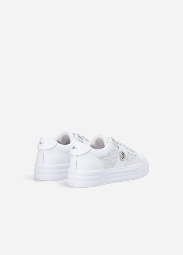 White Women's Liu Jo Platform With Studs Sneakers | WIZ-905632