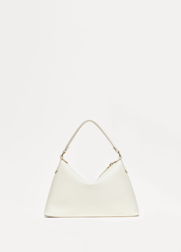 White Women's Liu Jo Small Hobo In Leather Crossbody Bags | IFV-908235