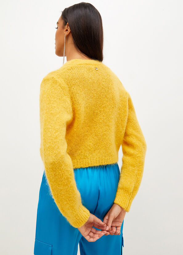 Yellow Women's Liu Jo Mohair Cardigan Sweaters | TGQ-894260