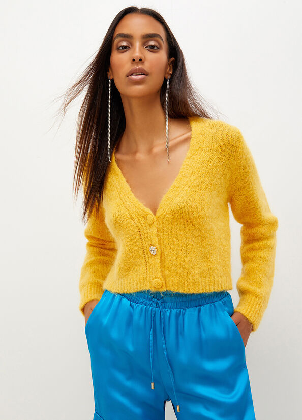 Yellow Women\'s Liu Jo Mohair Cardigan Sweaters | TGQ-894260