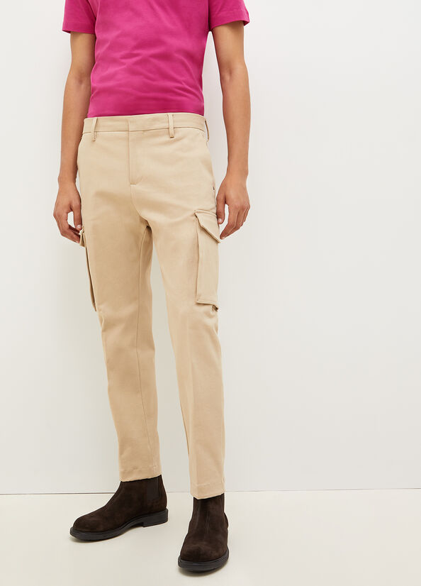 Beige Men's Liu Jo Regular Fit Cargo Pants | UEF-045839