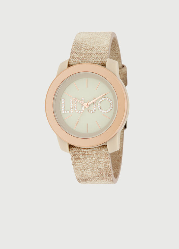 Beige / Pink Women's Liu Jo With Denim Strap Watches | XTN-832601