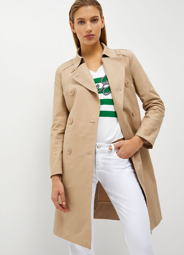 Beige Women's Liu Jo Cotton Trench Coats | MTC-159867