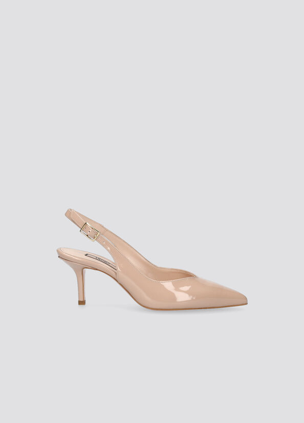 Beige Women's Liu Jo Patent Slingback High Heels | PAW-764109