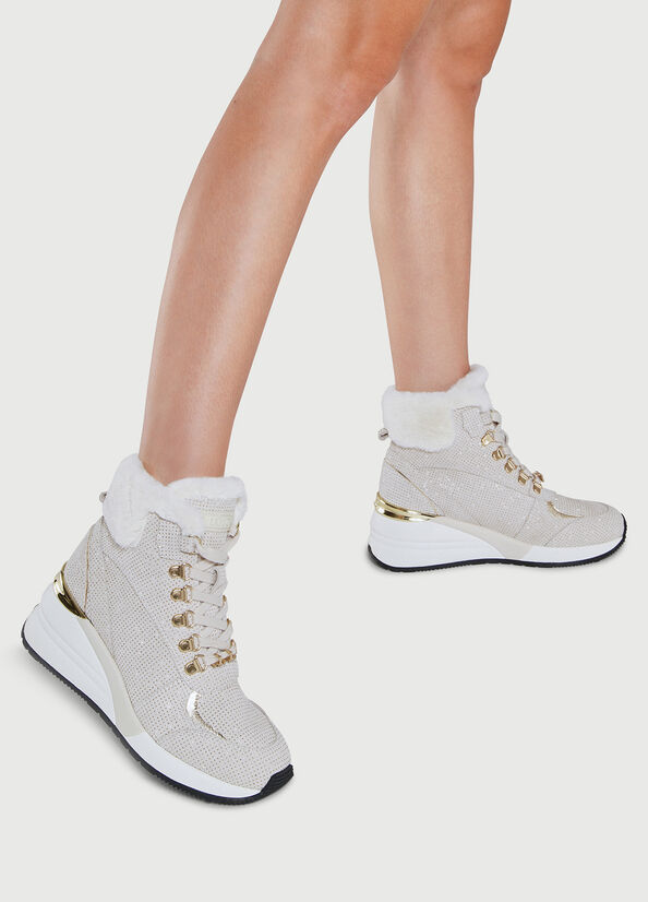 Beige Women's Liu Jo With Jewel Logo Sneakers | VJH-809263