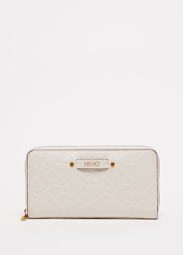 Beige Women's Liu Jo Zip Around With Logo Wallets | GJC-360415