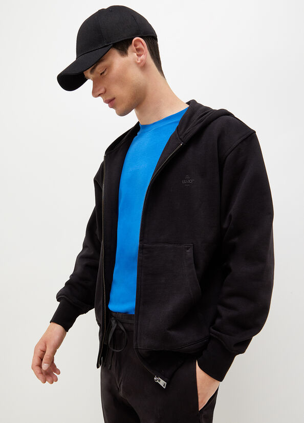 Black Men's Liu Jo Hooded With Zip Sweaters | TIP-034281