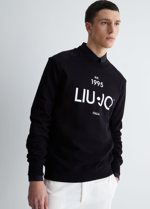 Black Men's Liu Jo With Logo Sweaters | RXK-976534