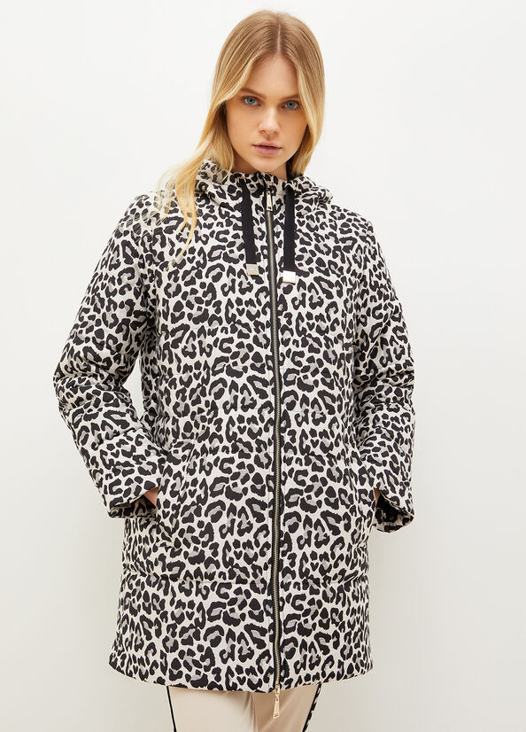 Black Women's Liu Jo Animal-Print Padded Coats | CUY-072481