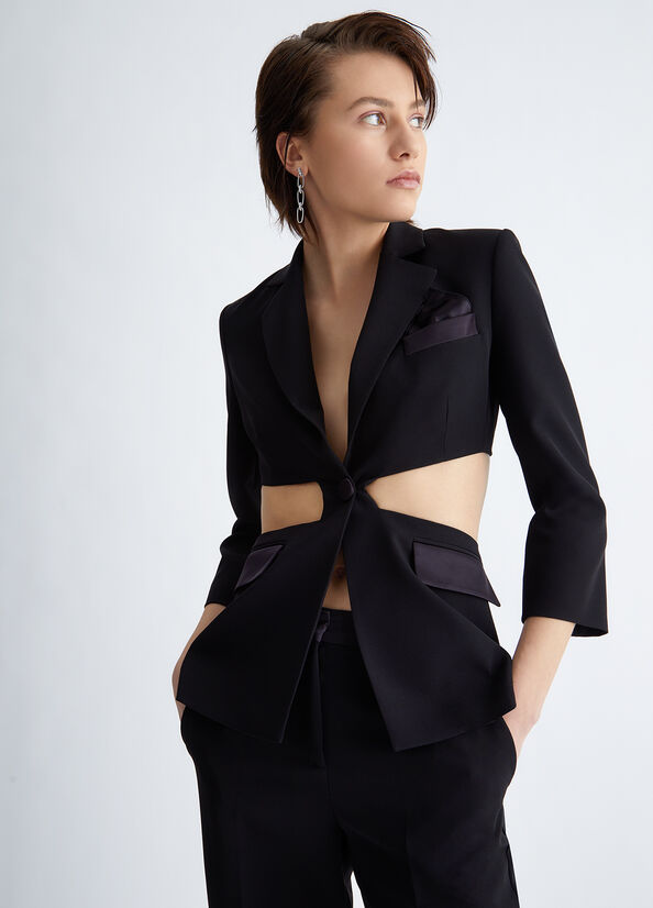 Black Women's Liu Jo Blazer With Cut-Out Jackets | SYI-182953