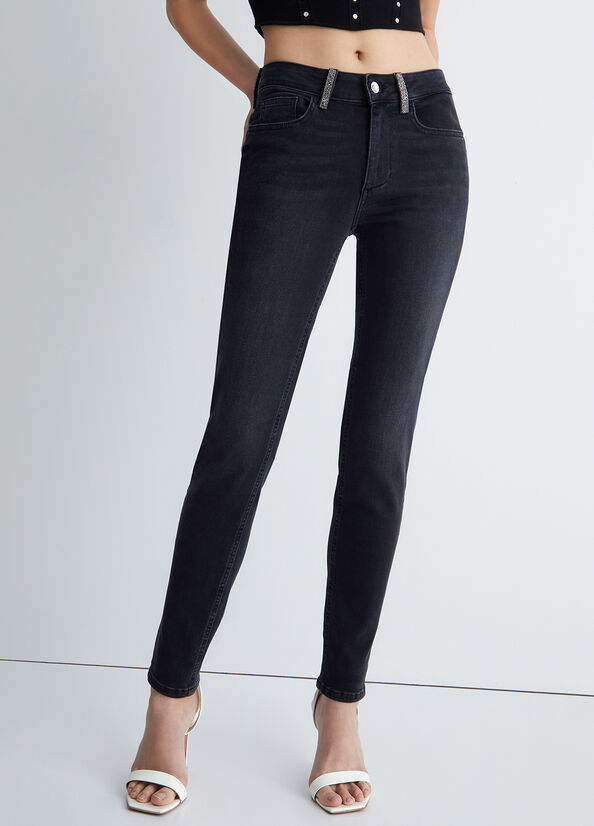 Black Women's Liu Jo Bottom Up Skinny Jeans | PVQ-089327