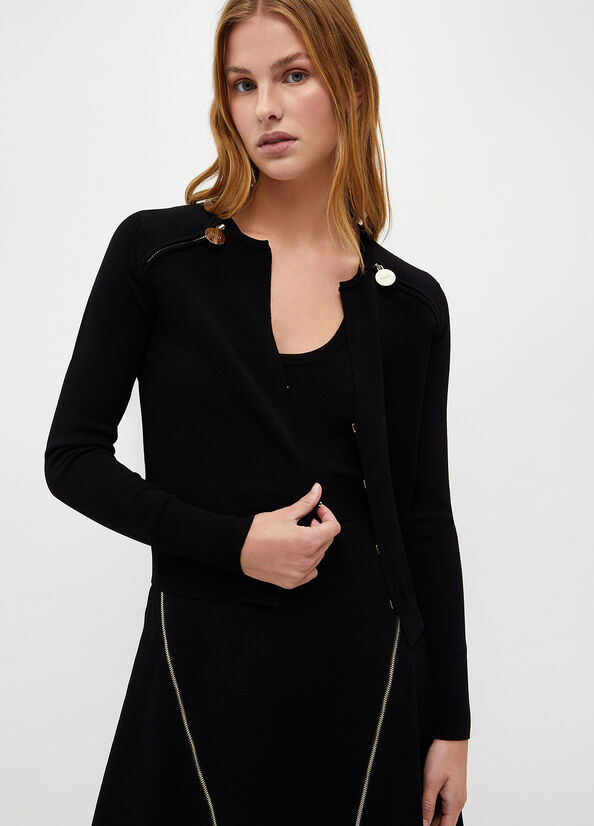 Black Women's Liu Jo Cardigan With Zip Sweaters | TDY-703562