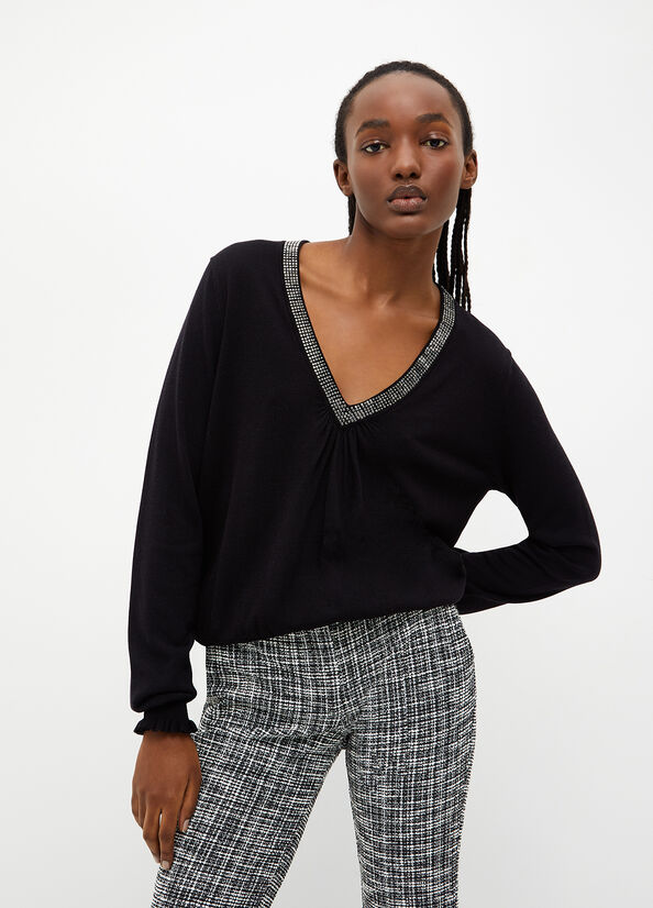 Black Women's Liu Jo Cotton Blend Sweaters | FWL-369042