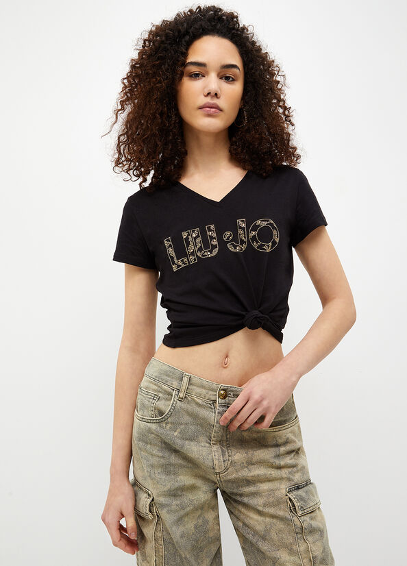 Black Women's Liu Jo Eco-Friendly With Logo Tops | MAT-362485