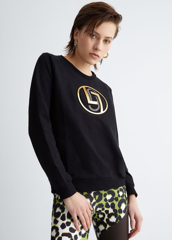 Black Women's Liu Jo Eco-Friendly With Logo Sweatshirts | MEI-672540