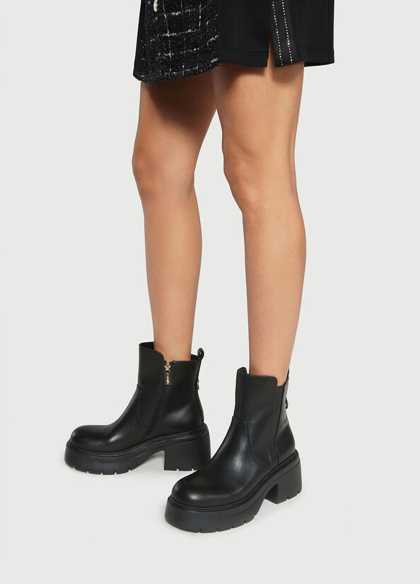 Black Women's Liu Jo Genuine Leather Ankle Boots | LJY-301297