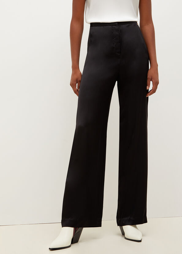 Black Women's Liu Jo High-Rise Satin Pants | EZF-067812