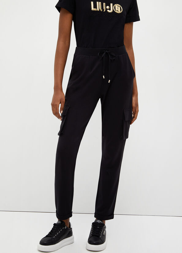 Black Women's Liu Jo Jogging In Jersey Pants | IDE-297480