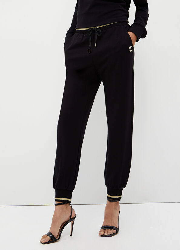 Black Women's Liu Jo Jogging In Jersey Pants | OPJ-620459