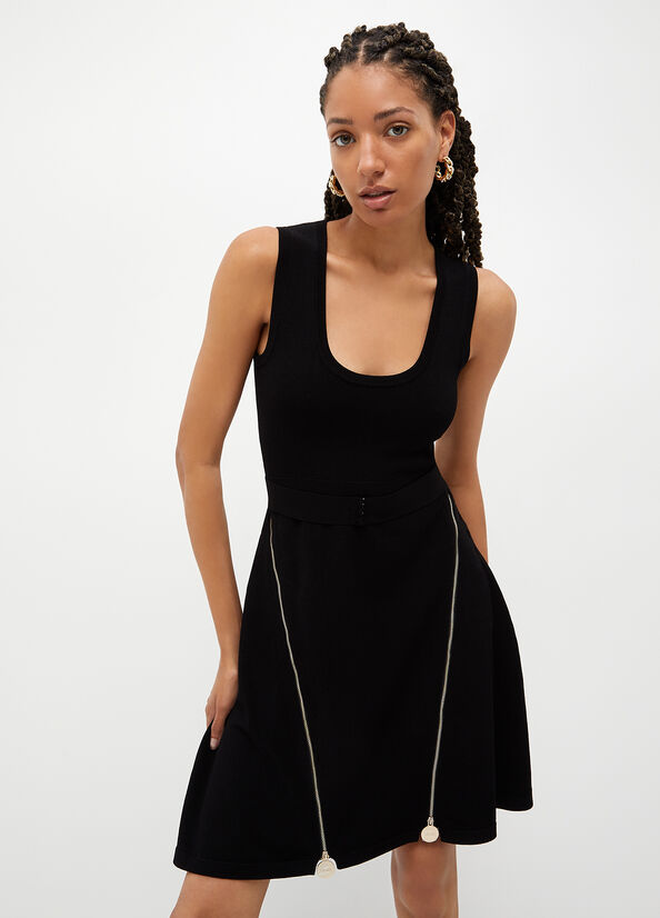 Black Women's Liu Jo Knit With Zip Dress | TRO-028473