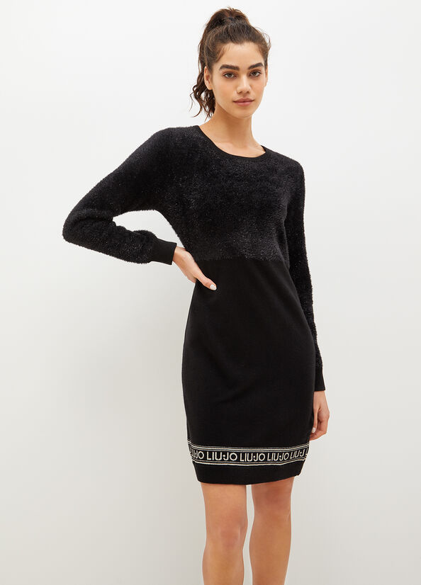 Black Women's Liu Jo Lurex® Knit Dress | EUL-174263