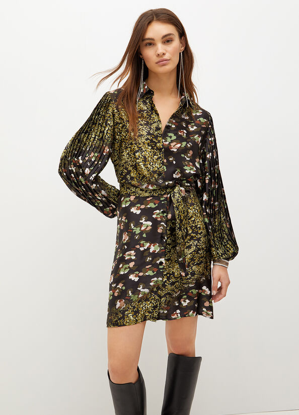 Black Women's Liu Jo Printed Satin Dress | XJM-714530