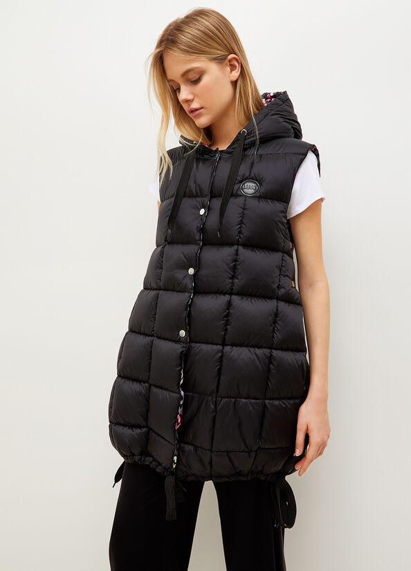 Black Women's Liu Jo Quilted Padded Gilet Jackets | YCG-058374