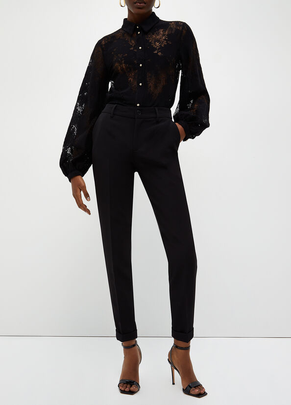 Black Women's Liu Jo Stretch Twill Pants | KHY-647091