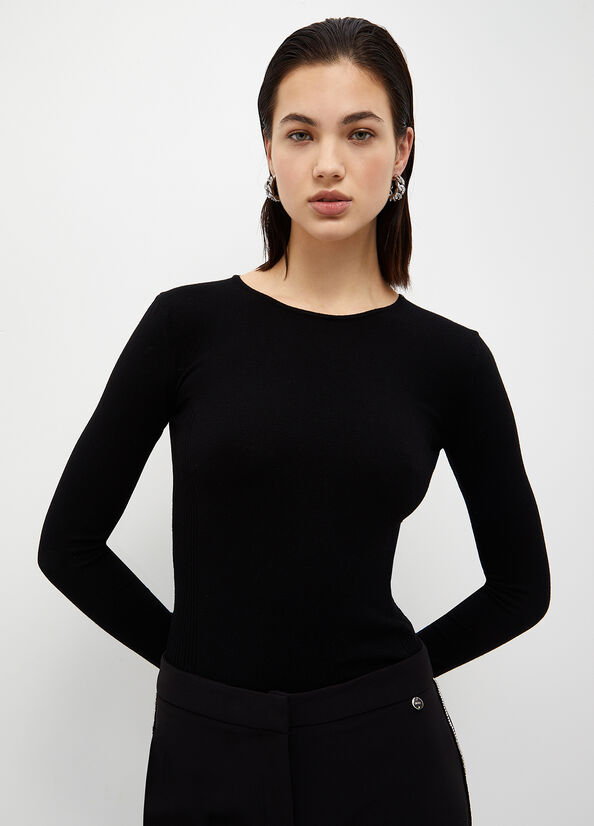 Black Women's Liu Jo With Jewel Cut-Outs Sweaters | YXL-981042