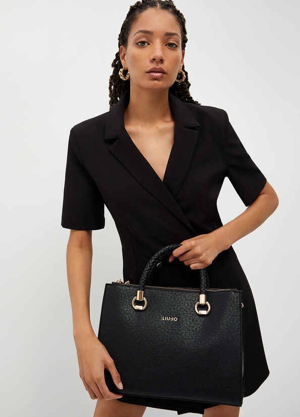 Black Women's Liu Jo With Logo Handbag | WSN-617340