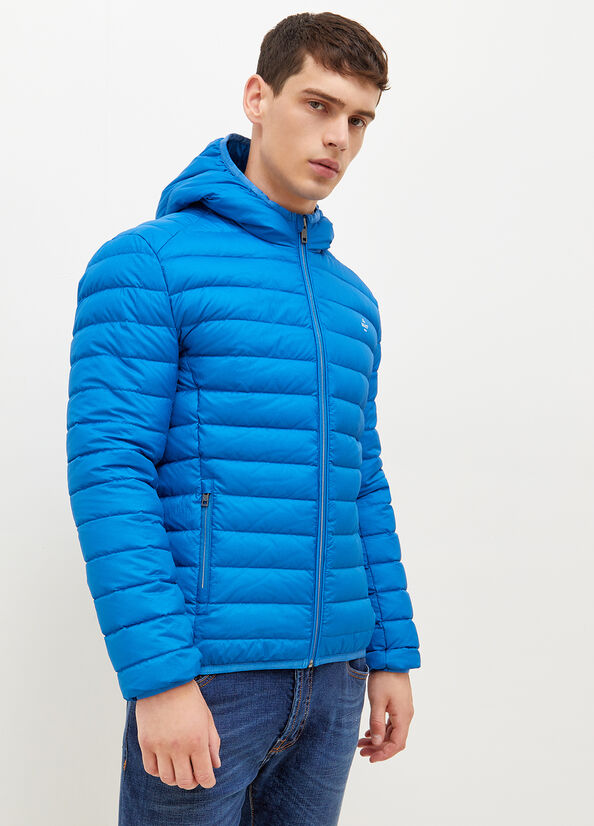 Blue Men's Liu Jo Padded With Hood Jackets | BRN-053189