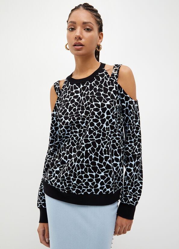 Blue Women's Liu Jo Animal-Print Sweatshirts | JVY-312704