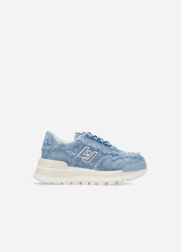 Blue Women's Liu Jo Denim Platform Sneakers | UVG-436987