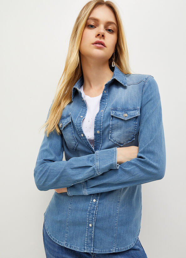 Blue Women's Liu Jo Denim Shirts | PAT-129370